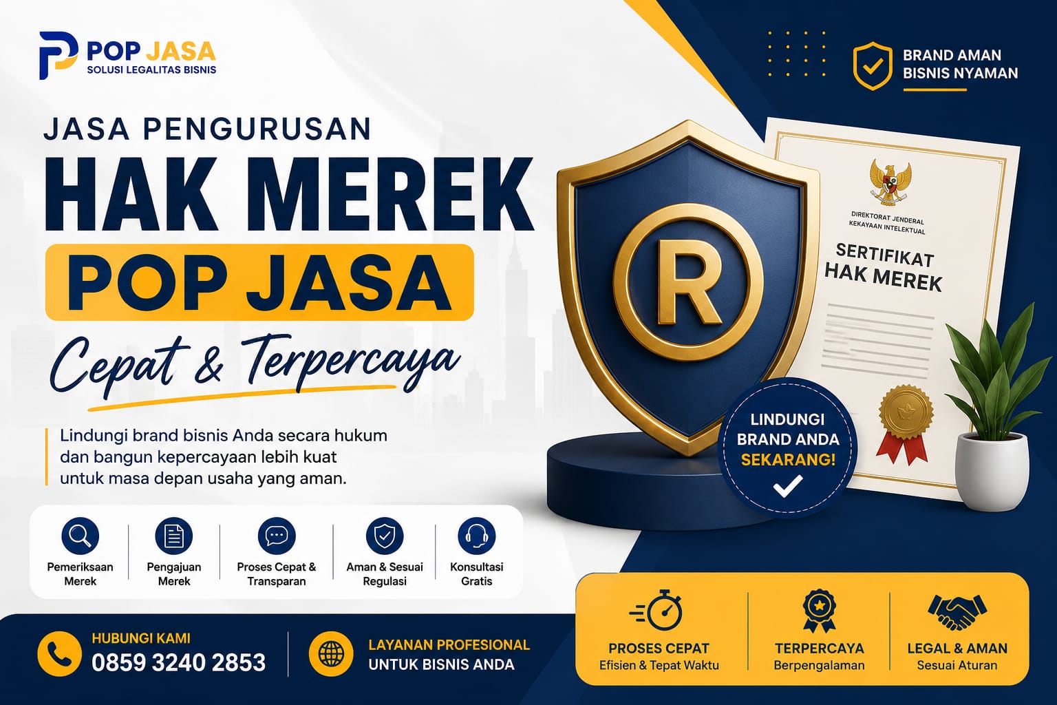 Jasa Pengurusan Hak Merek Pop Jasa Cepat & Terpercaya  | 0859 3240 2853 