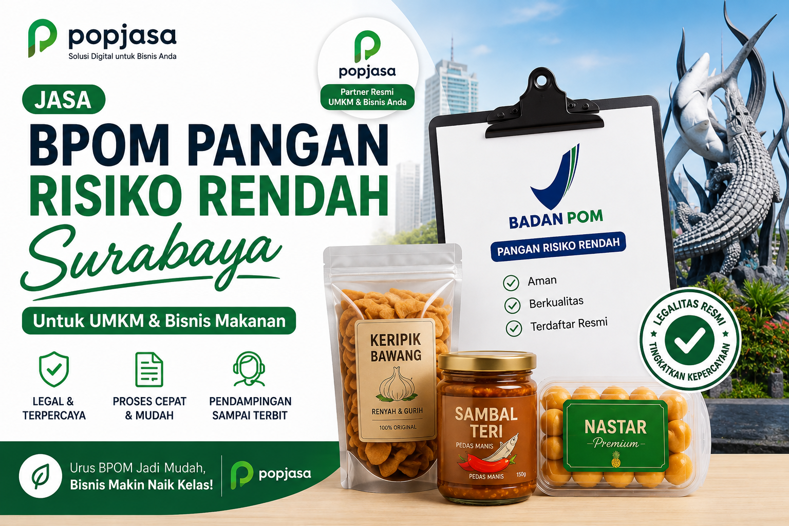 Jasa BPOM Pangan Risiko Rendah Surabaya untuk UMKM & Bisnis Makanan 
