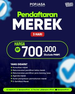 Jasa Pendaftaran Merek 3 Hari Jadi